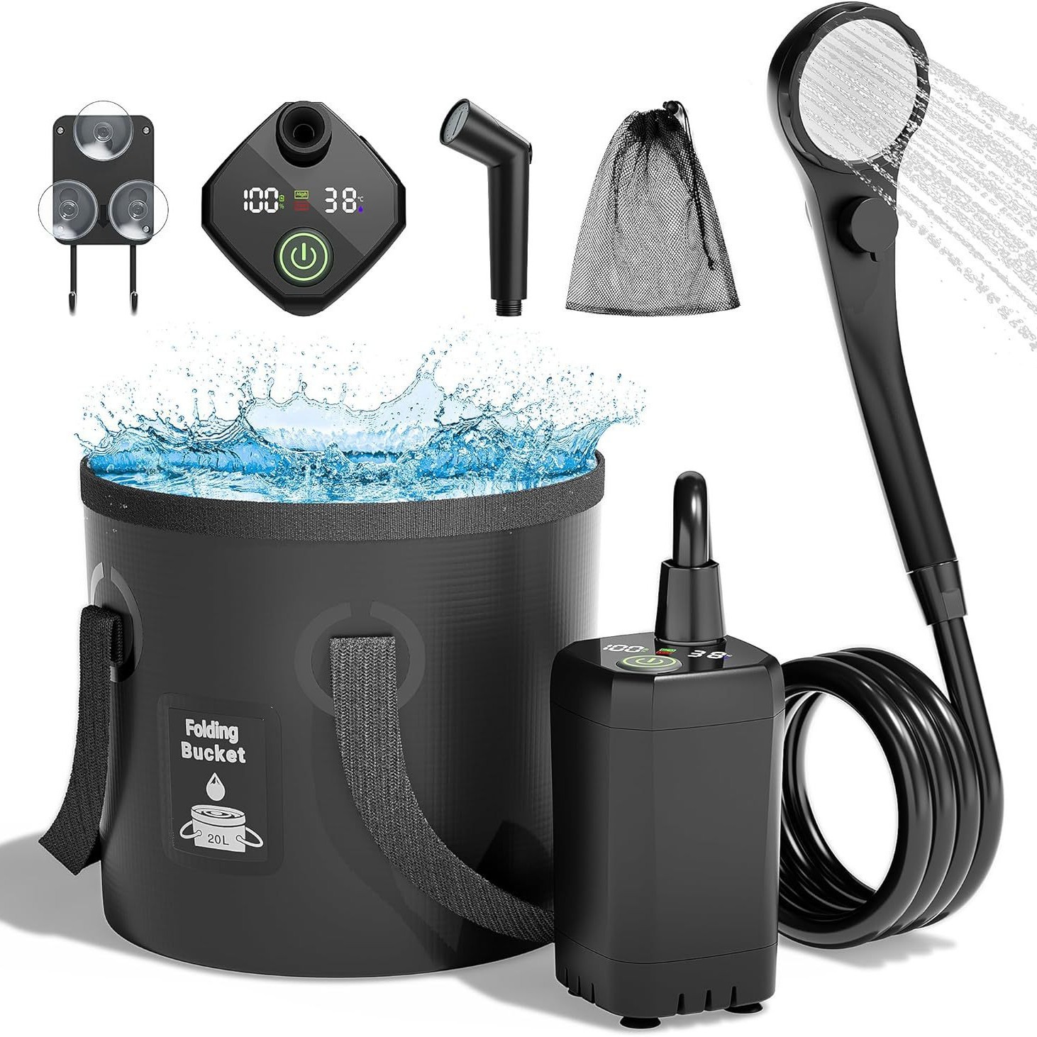 Outdoor Camping Shower - Shower Listrik Portabel Self-Priming untuk Luar