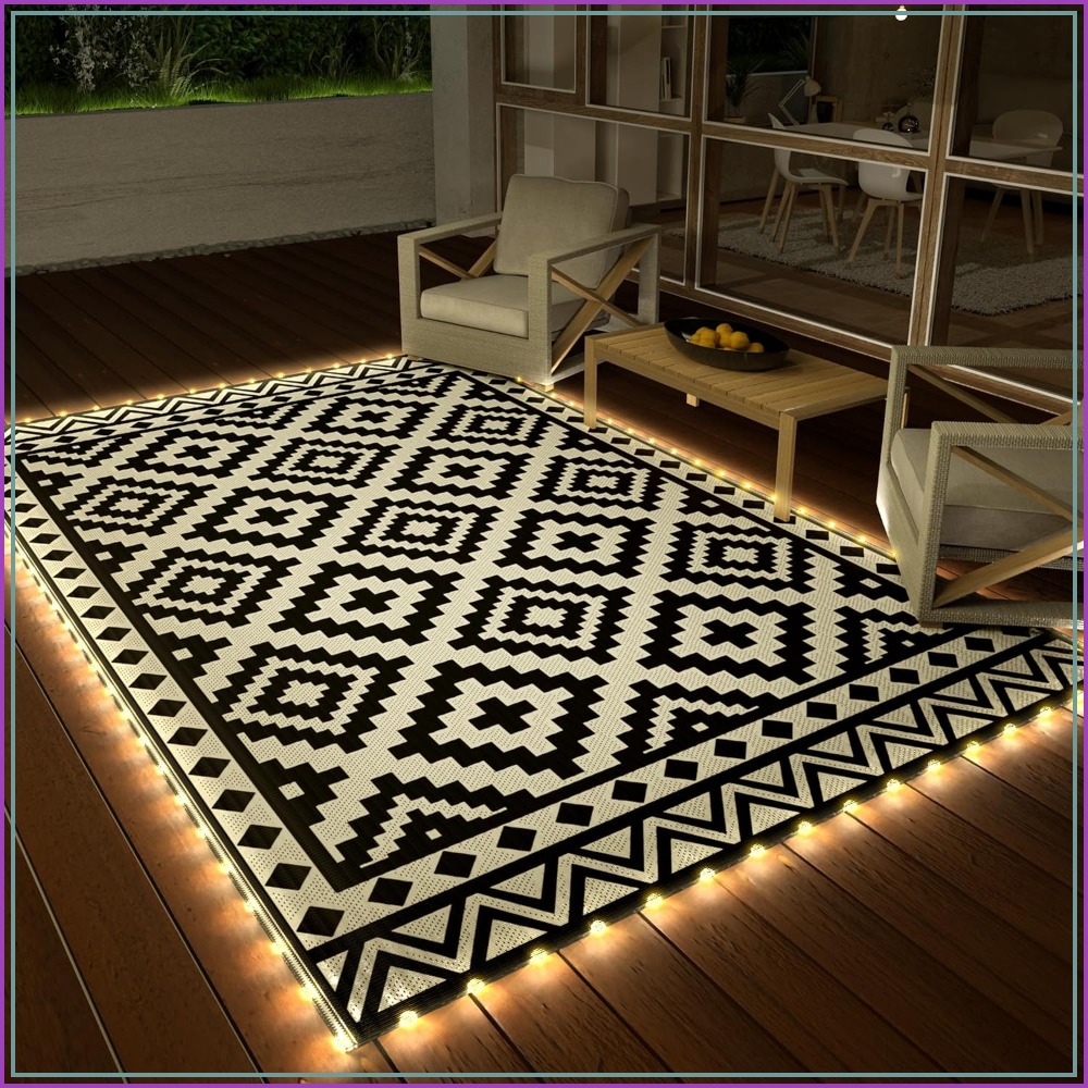 Outdoor Camping Rug With Led Lights - Karpet Luar Ruangan 5' X 8'