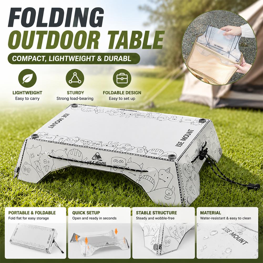 Outdoor Camping Table With Storage - Meja Lipat Portabel Multifungsi PP Ringan