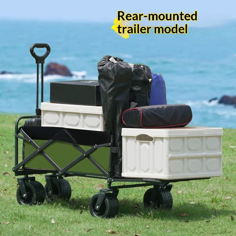 Outdoor Camping Table With Storage - Gerobak Utilitas Camping Roda Empat Lipat