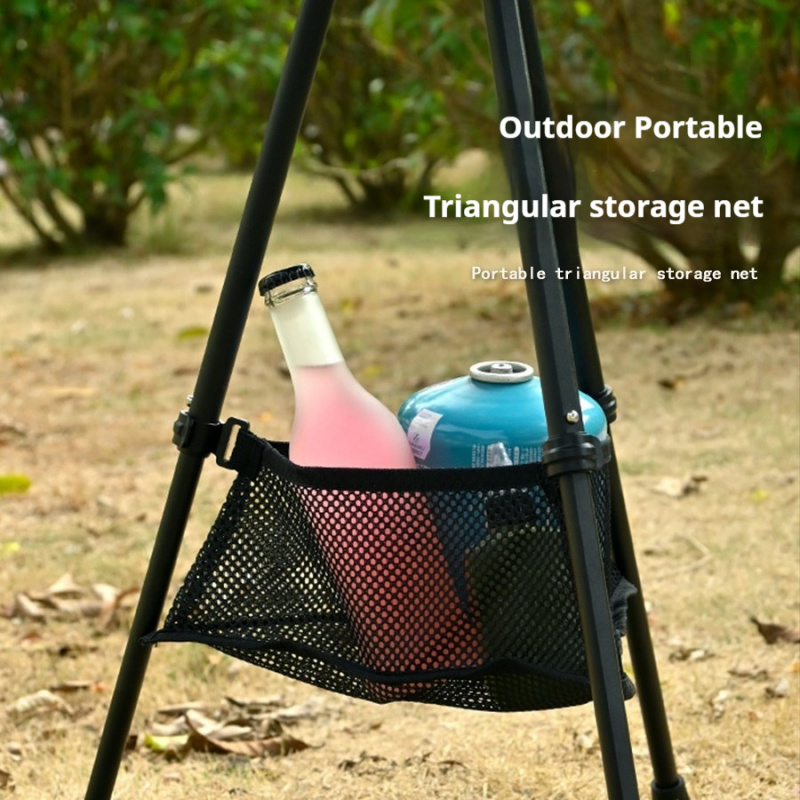 Outdoor Camping Table With Storage - Jaring Penyimpanan Portabel Segitiga di Bawah