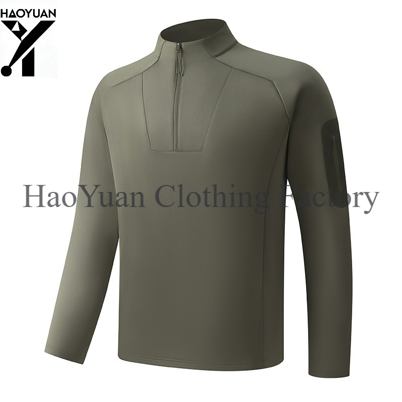 Outdoor Camping In Winter - Kaos Lengan Panjang Pria dengan Resleting