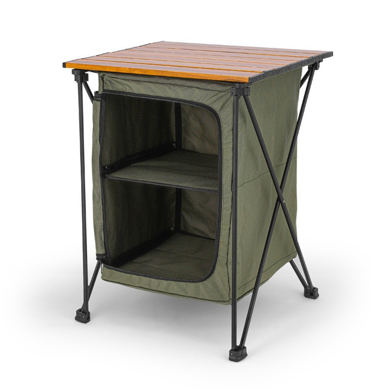 Outdoor Camping Table With Storage - Lemari Penyimpanan Lipat dari Paduan Aluminium,