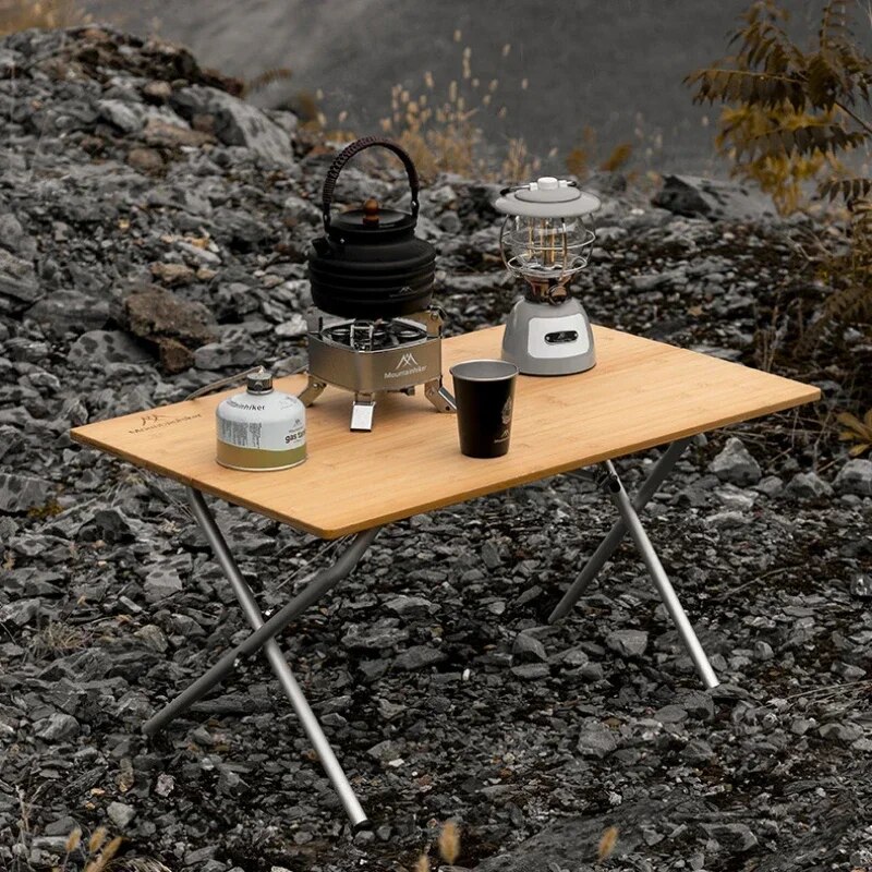 Outdoor Camping Table With Storage - MOUNTAINHIKER meja lipat 2/3 bambu Kemah,