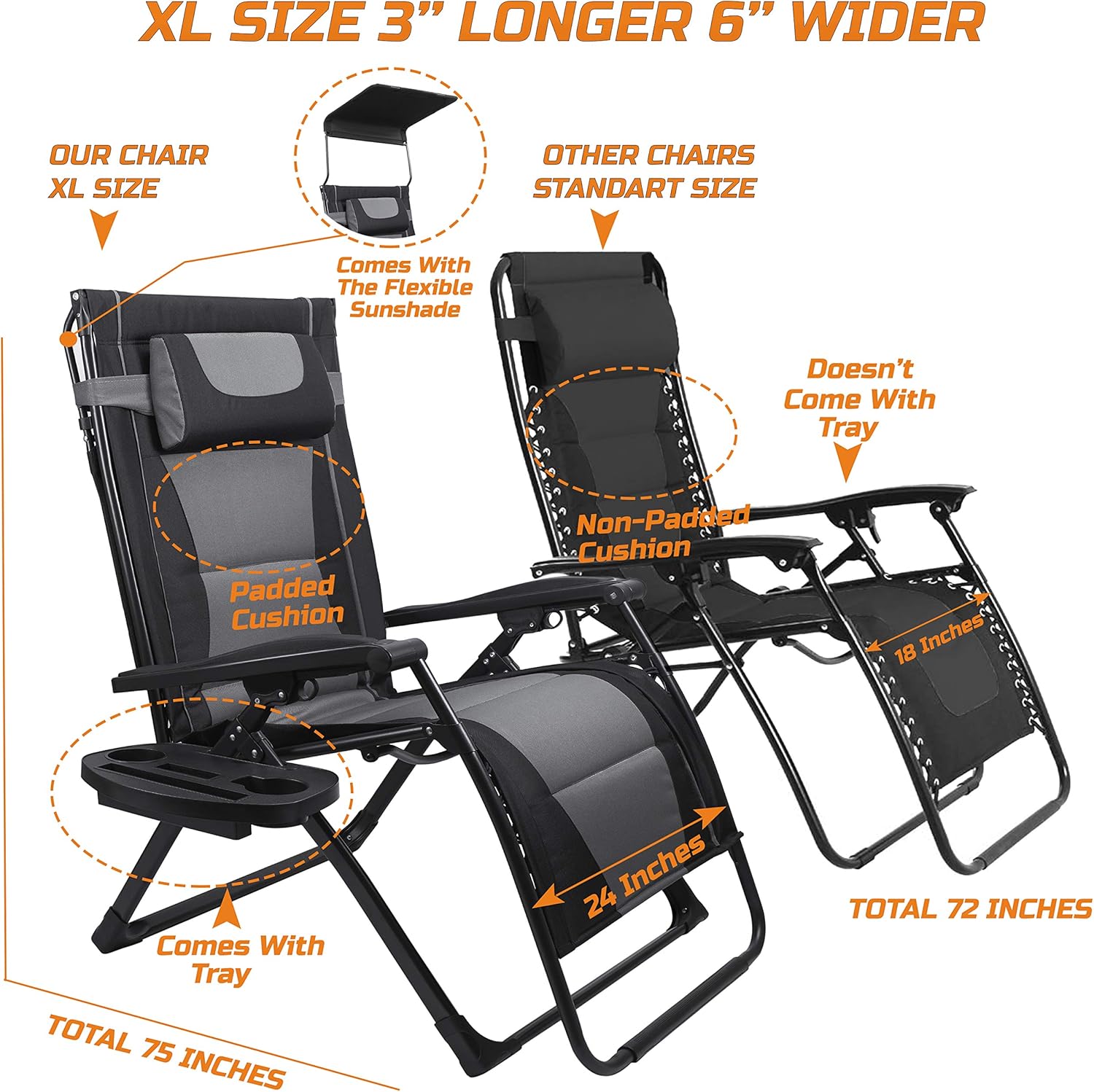 Outdoor Oversized Camping Chair - Kursi Lipat Recliner Ukuran XXL untuk