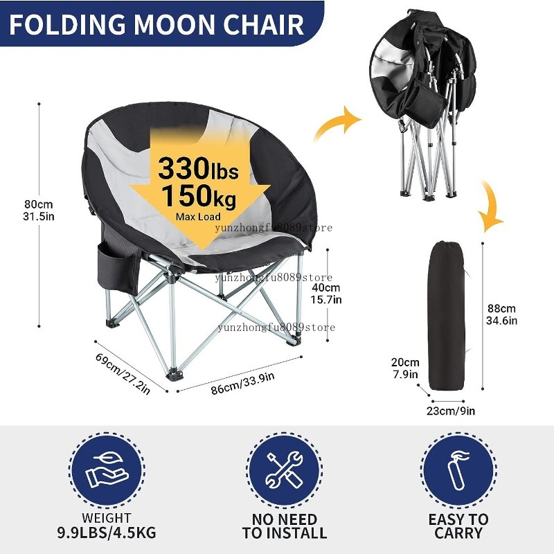 Kursi Camping Bulat Berlapis B - Outdoor Oversized Camping Chair ulasan dan harga