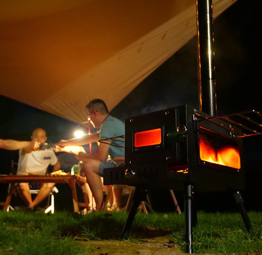Kompor Kayu Bakar Baja Portabe - Outdoor Camping Wood Burning Stove ulasan dan harga