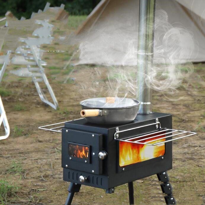 Kompor Kayu Bakar Baja Portabe - Outdoor Camping Wood Burning Stove ulasan dan harga