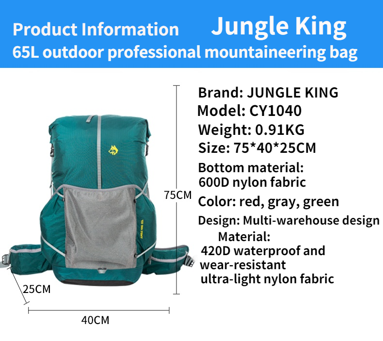 JungleKing CY1040 Ransel Hikin - Lightweight Backpack 65L ulasan dan harga