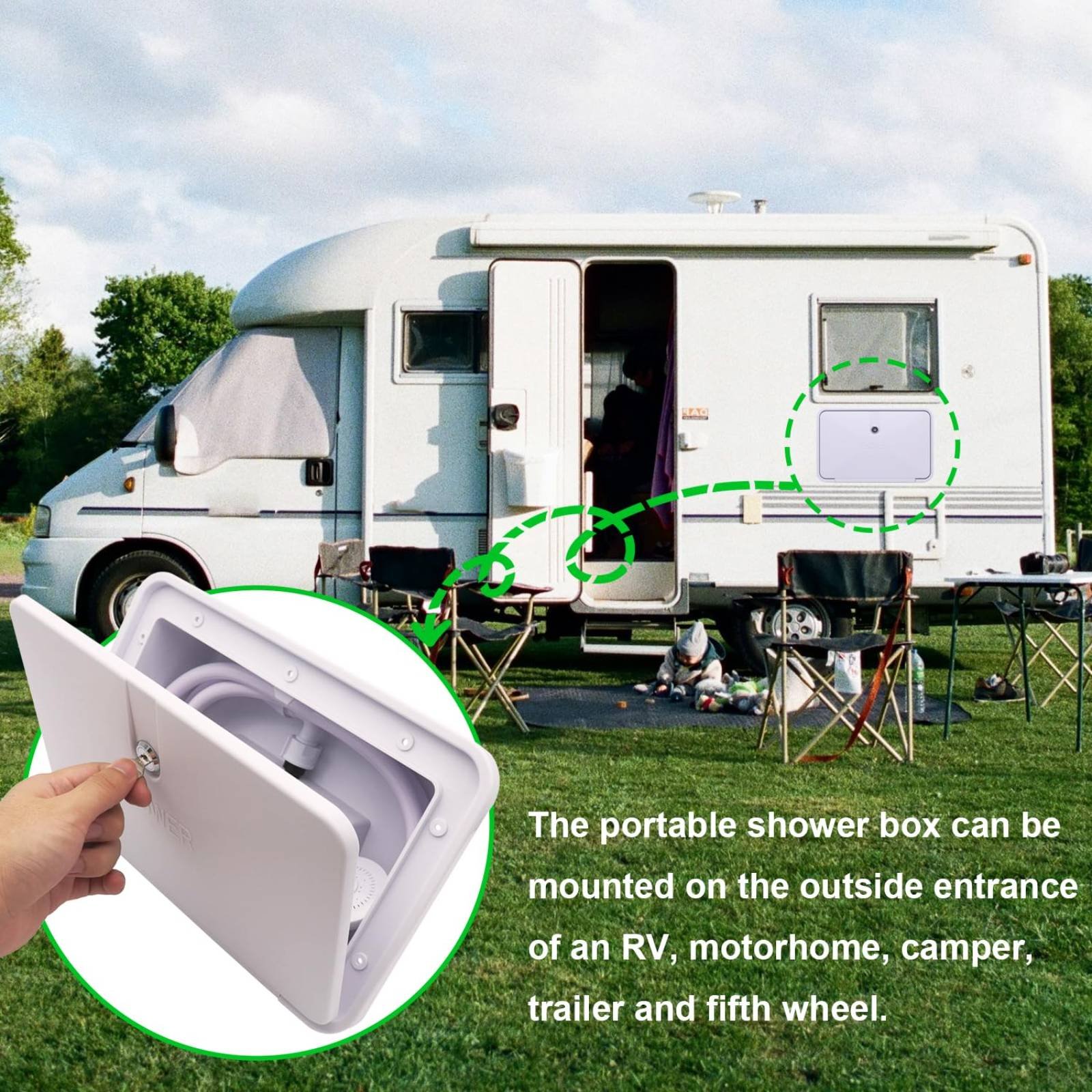Kotak Shower Eksterior RV Komp - Outdoor Camping Shower ulasan dan harga