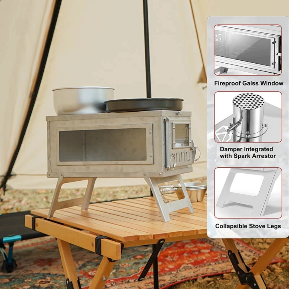 Tenda pemanas luar ruangan kom - Outdoor Camping Wood Burning Stove ulasan dan harga