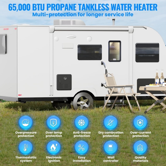 Pemanas Air Gas Portabel 12V u - Outdoor Camping Shower ulasan dan harga