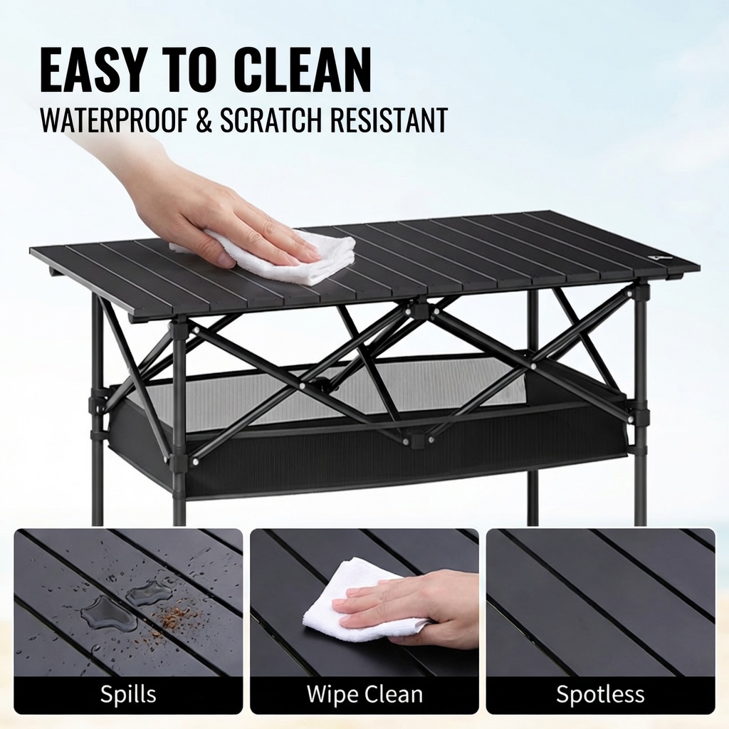 Meja Lipat Portabel untuk Luar - Outdoor Camping Table With Storage ulasan dan harga