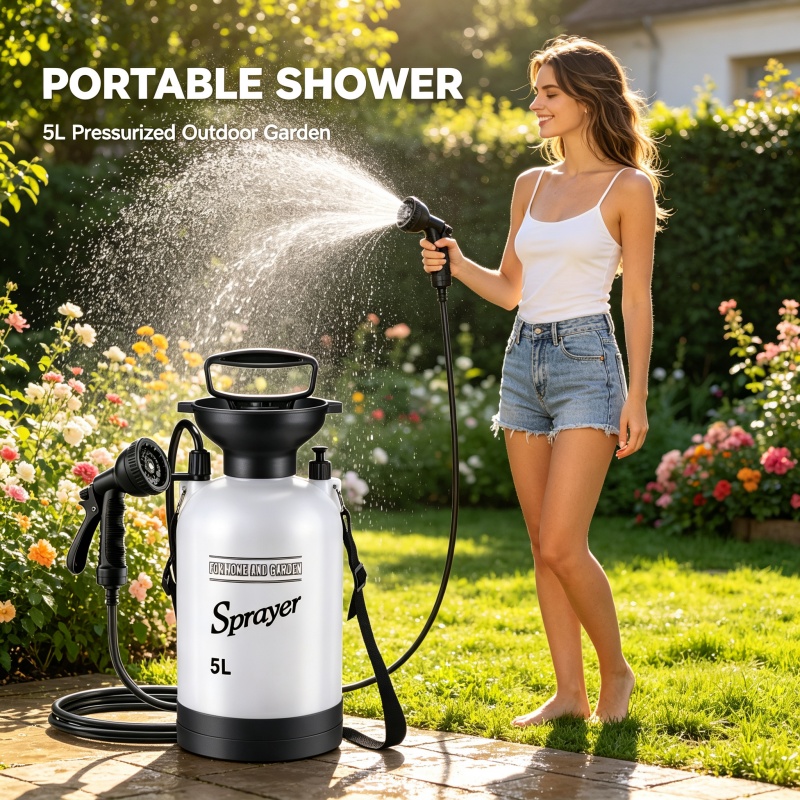 Botol Semprot Tekanan Manual 5 - Outdoor Camping Shower ulasan dan harga