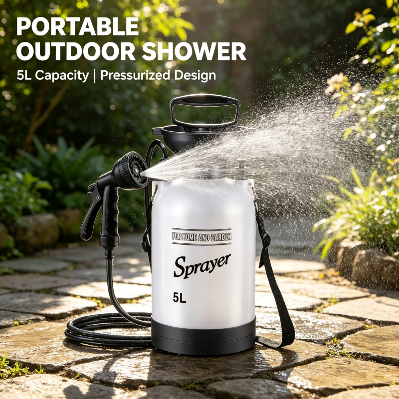 Botol Semprot Tekanan Manual 5 - Outdoor Camping Shower ulasan dan harga